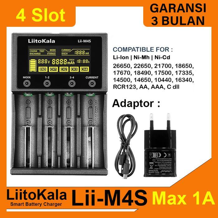 LiitoKala Lii-M4S Charger Discharge Baterai 18650 26650 21700 AA