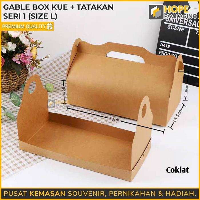 Gable Box Kue + Tatakan Seri 1 / Box Hampers / Gable Box / Dus Kue Kraft / Paperbox Gable / Box Kue