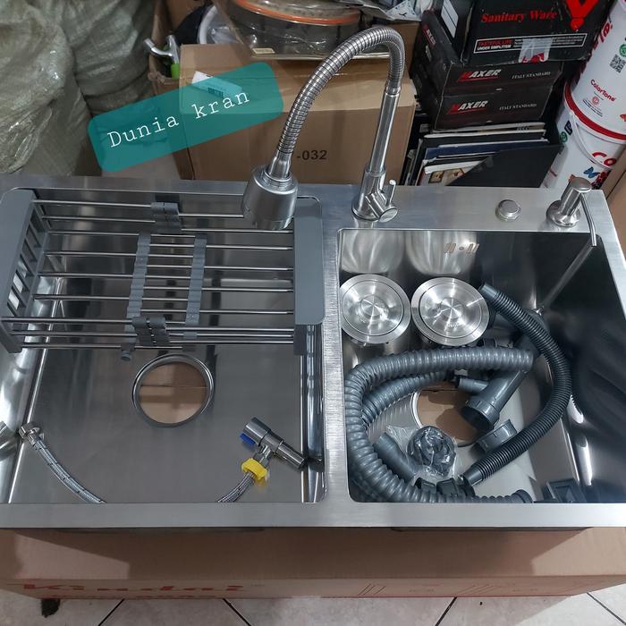Cuci Gudang Kitchen Sink 2 Lubang Stainless / Tempat Cuci Piring 2 Lubang Stainles