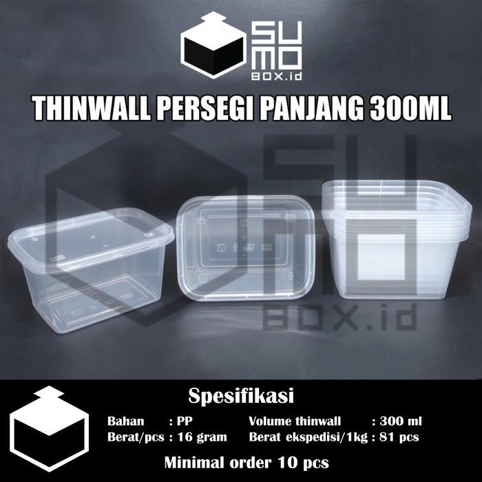 Thinwall PERSEGI PANJANG 300ml + tutup / kotak box dessert [ECERAN]