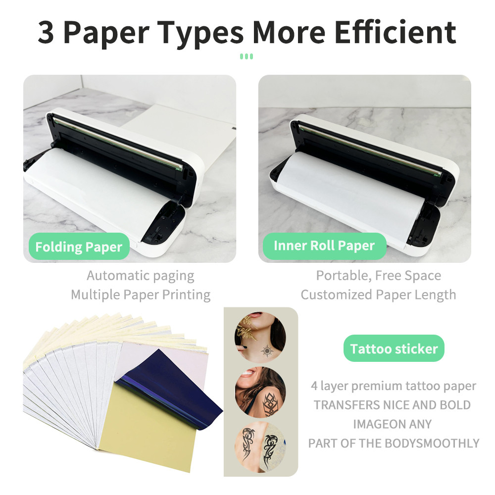 Portable A4 Thermal Printer Document Tattoo Printer Bluetooth Wireless Mini Printer Notes lmage