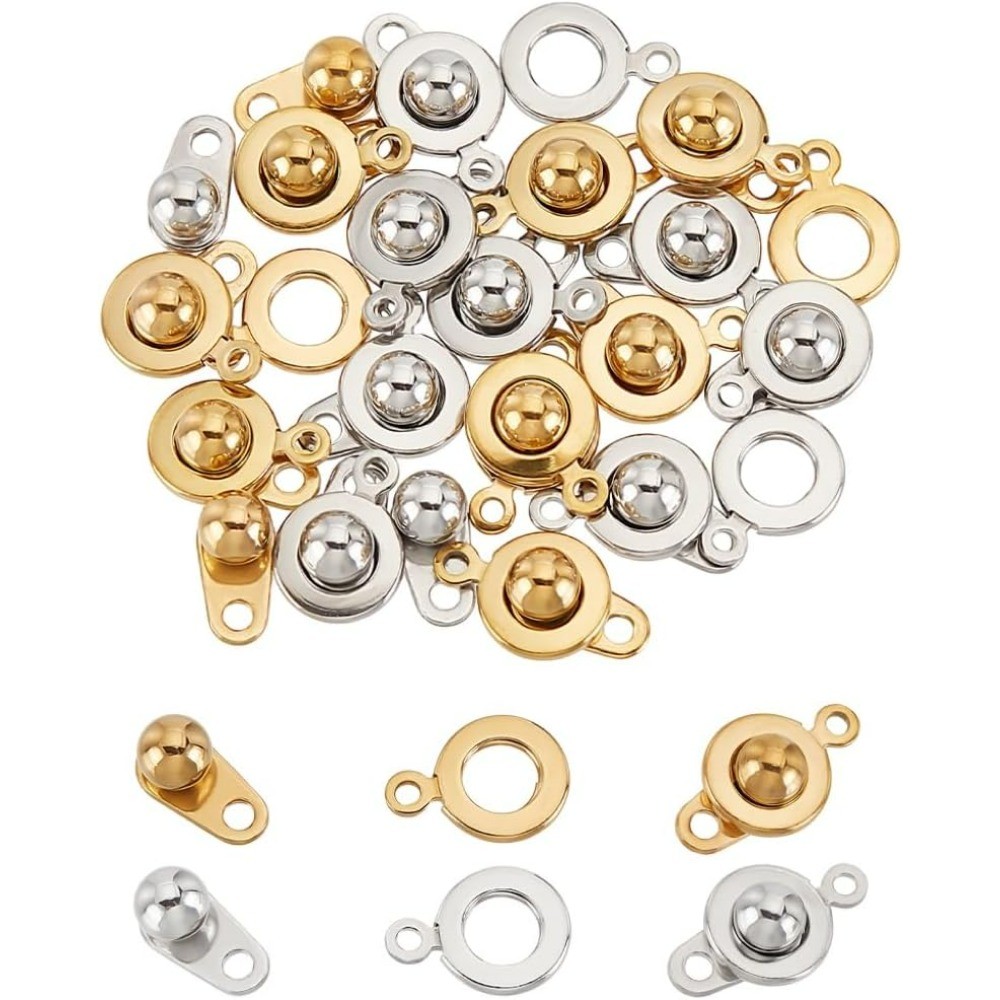 20 Pcs 201 Stainless Steel Snap Clasps Snap Button Clasps Ball and Socket Snap Clasps Metal Fastener