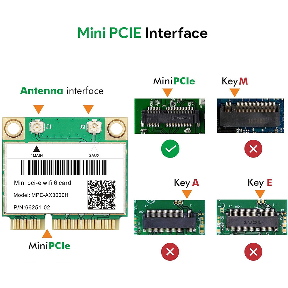 Wifi 6 AX200HMW 3000Mbps Wireless Wifi Card Bluetooth 5.2 802.11ax/ac AX3000H Dual Band 2.4Ghz/5Ghz