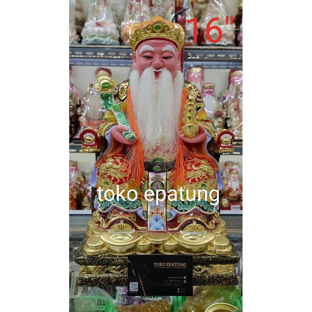 patung dewa bumi / hok tek / ta pe kong - kuni - kayu taiwan - 16 inch