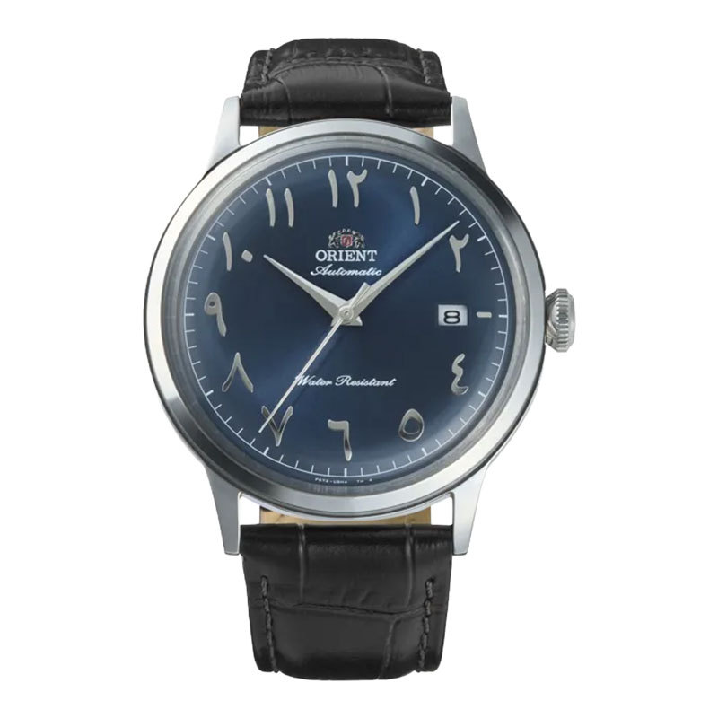 Jam Tangan Pria Orient Classic RA-AC0036L Bambino Automatic Navy Blue Arabic Dial Black Leather Stra