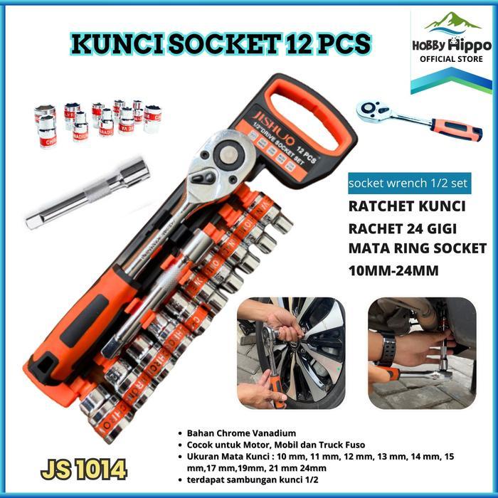"New" COD KUNCI SOCKET STAINLESS 12 IN 1 / SOCKET WRENCH 1/2 INCH JL-1014