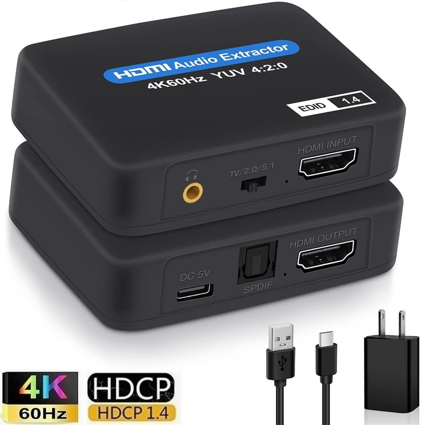 Terbaru 4K@60Hz HDMI Audio Extractor 4K HDMI to HDMI Optical Toslink SPDIF + 3.5mm Audio Out Convert