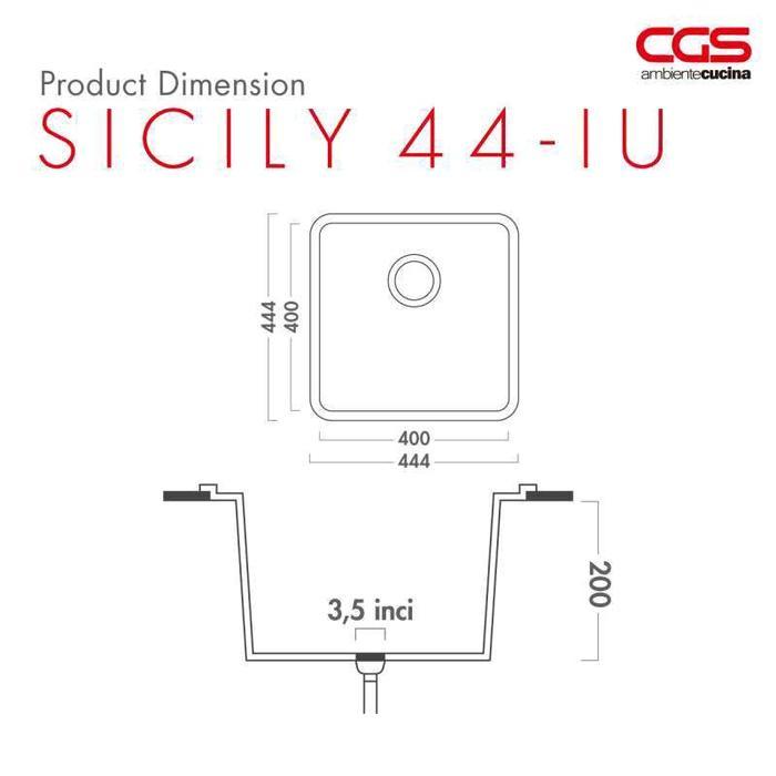 KITCHEN SINK ,BAK CUCI PIRING DAPUR STAINLESS STEEL 1 LUBANG CGS SICILY 44 U+ TORINO MIXER
