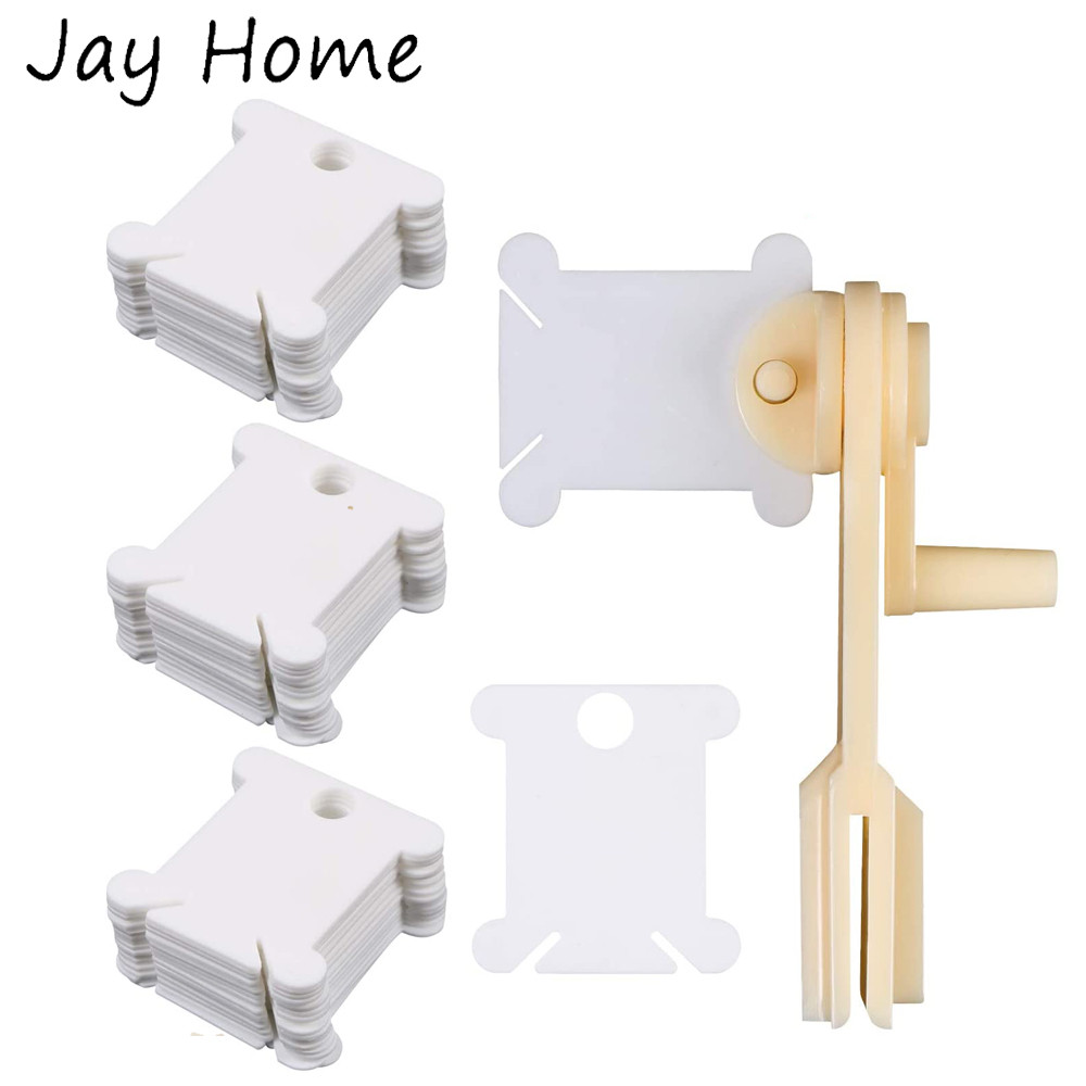 Plastic Floss Bobbins with Floss Bobbin Winder Cross-Stitch Card Thread Holder DIY Embroidery Floss 