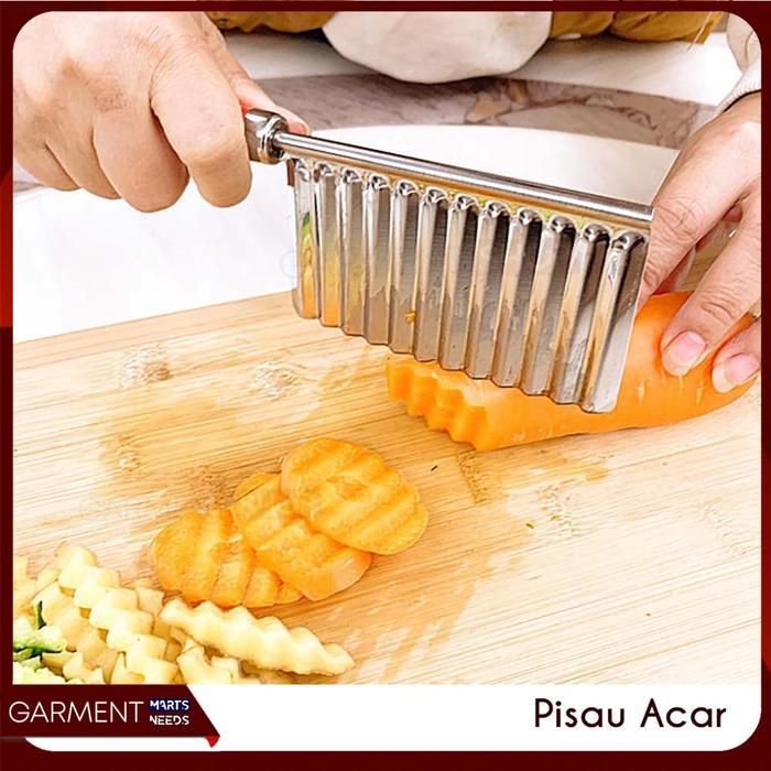 Pisau Acar Kentang Wortel Alat Potong Bergelombang Stainless Steel Timun Asinan Puding Kripik