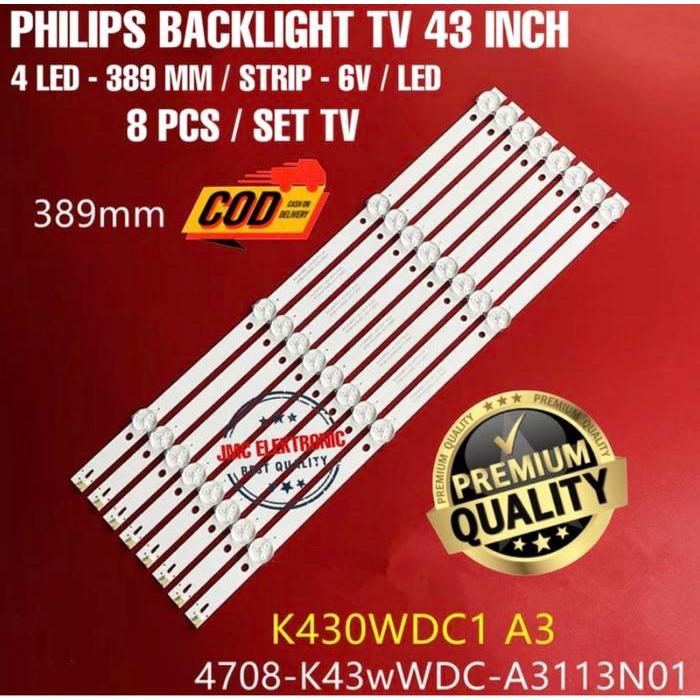 BACKLIGHT TV LED PHILIPS 43PUT6002S/70 43PU6002S 43PFT6002 4K 6V LAMPU BL PHILIPS 43 INCH 4 KANCING