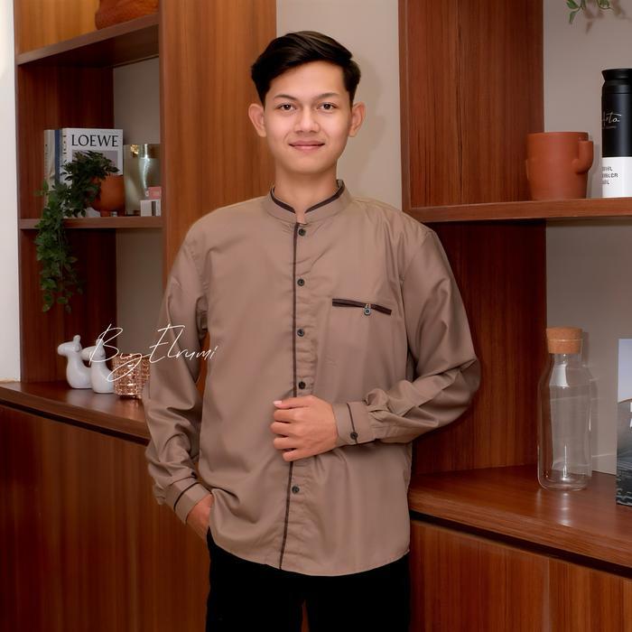 BAJU KOKO MUSLIM PRIA BAJU KOKO LC BAJU KOKO WARNA PUTIH HITAM COKSU BAJU KOKO EL RUMI PEKALONGAN