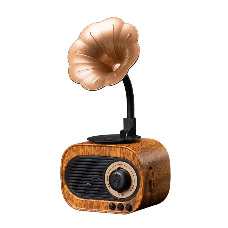 Retro Wood Bluetooth Speaker Portable Wireless Mini Outdoor Sound System with TF FM Radio Music MP3