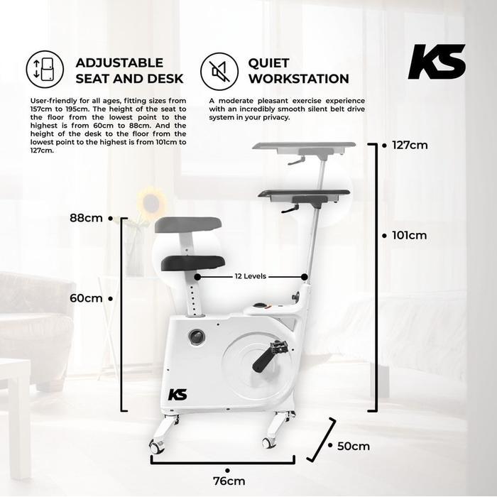 KS Spinning Bike Sepeda Statis Meja Multitasking with Table