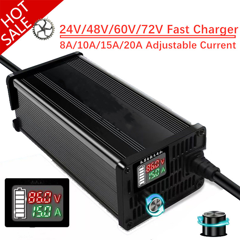 10A 20A 24V 48V 58.4V 72V 60V 67.2V 84V Li-ion Lifepo4 Lithium Battery Charger Curren Adjust 13S