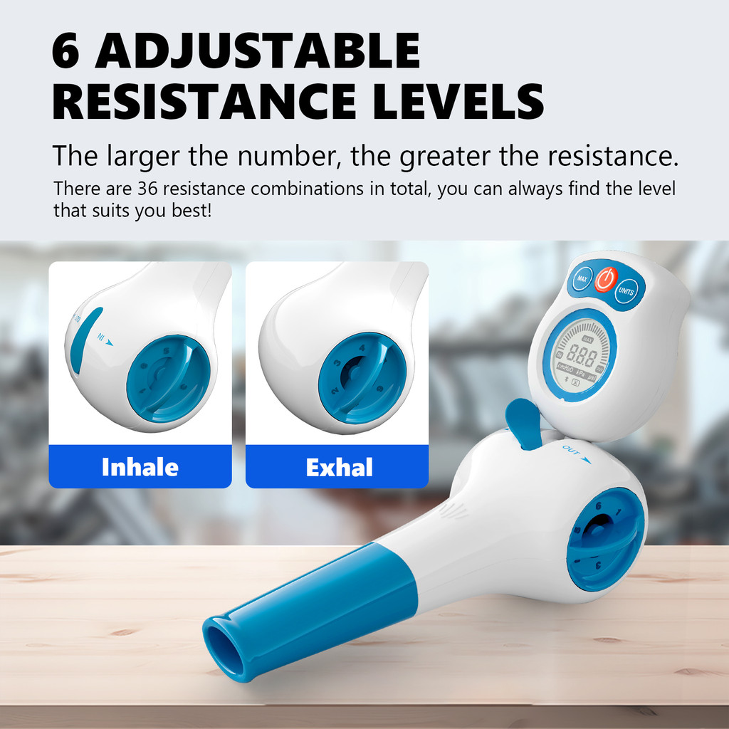 Breathing Exercise Device with Digital Manometer Lung Exerciser Device Respiratory Muscle Trainer