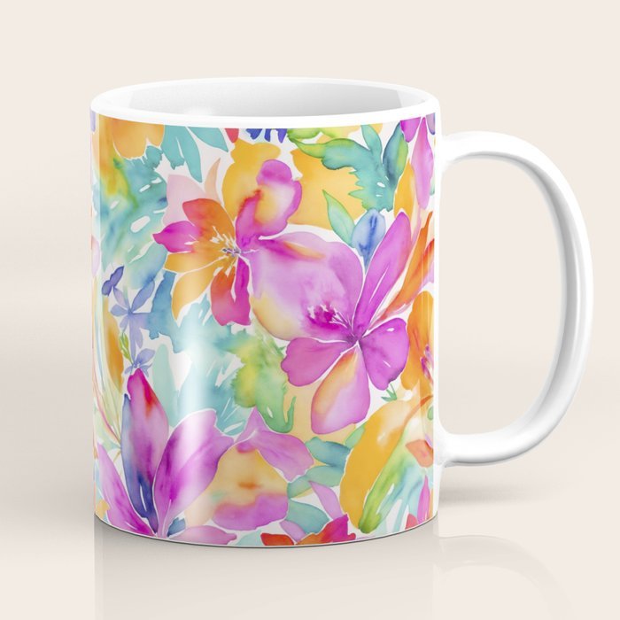 Mug Kopi Bunga Berwarna-warni Fragmen Kenangan Botani