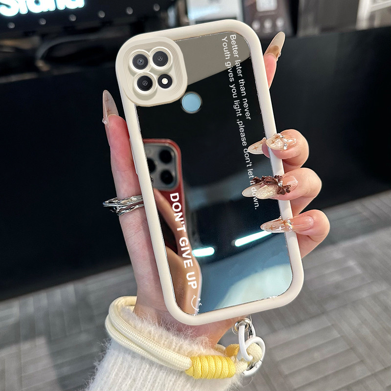 Casing Hp untuk OPPO A15 A15s A35 4G Case Casing teks pola Silikon Softcase Kasing HP tali gantung C