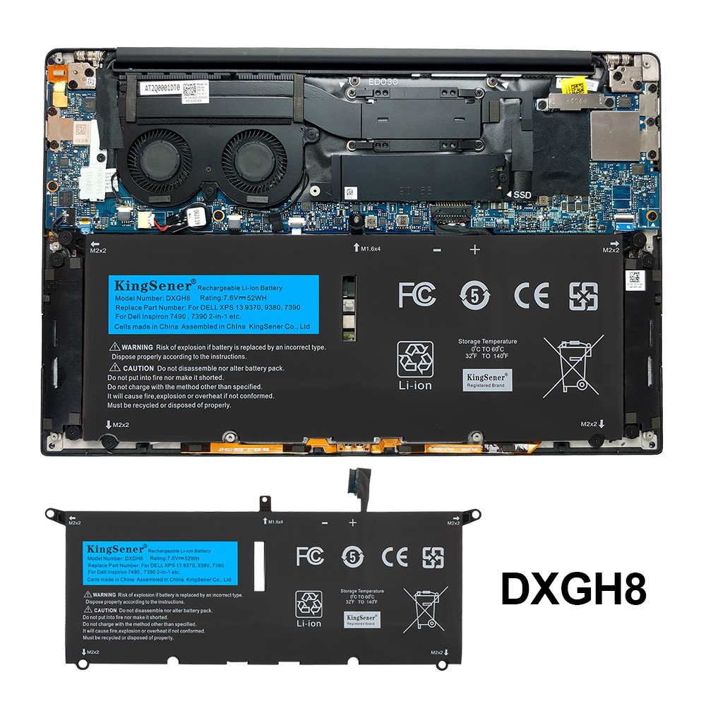KingSener DXGH8 Laptop Battery For DELL XPS 13 9380 9370 7390 For DELL Inspiron 7390 2-in-1 7490