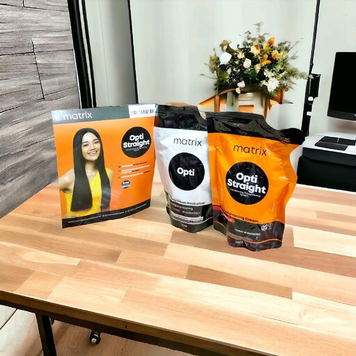 Matrix Mini Opti Straight+ Opti Smoothing(Obat Pelurus Rambut)Isi 2 Sachet(Step1&Step2)