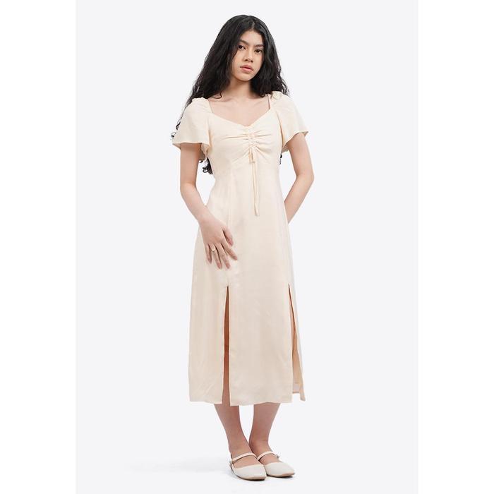 Colorbox Puff Sleeves Midi Dress I-Ddwkey125C138 Ecru