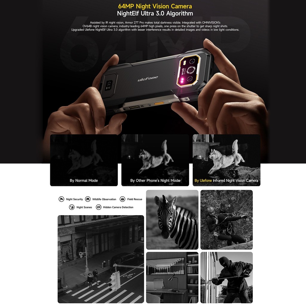 Ulefone Armor 27T Pro Rugged Phone 12GB+256GB 5G 6.78'' Thermal Imaging 10600mAh 33W 50MP+64MP