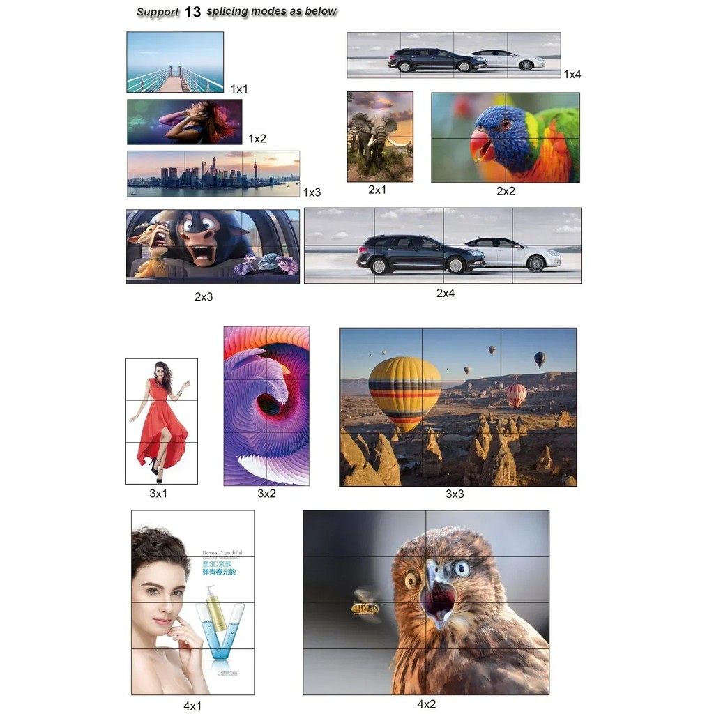 4K 3x3 Video Wall Controller Up To 9 TV Splicer HDMI Video Wall Processor 3x2 2x2 1x3 2x3 4x2 2x4 TV