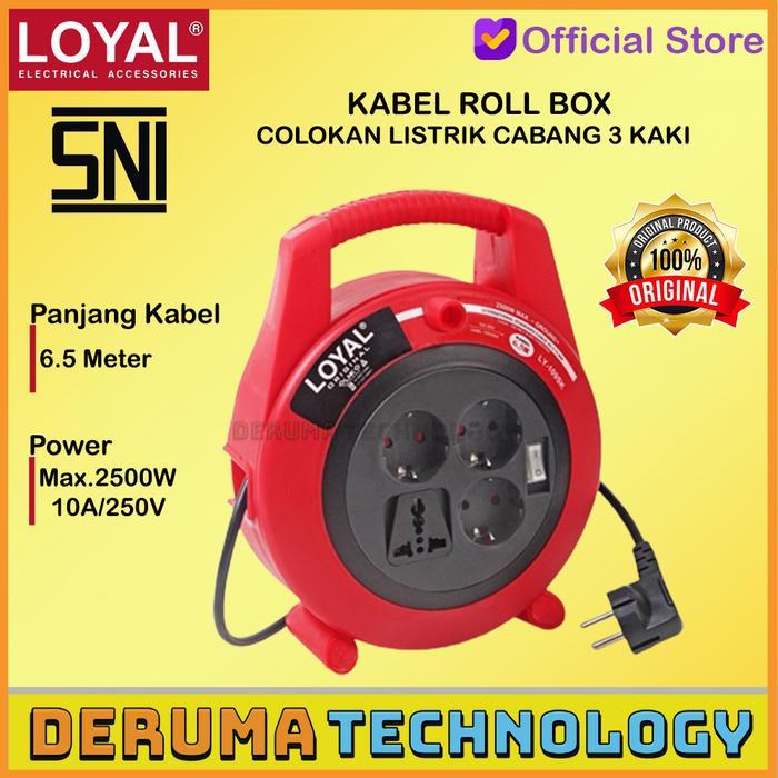 LOYAL LY-109SK KABEL ROLL BOX COLOKAN LISTRIK SAKLAR CABANG KAKI 3