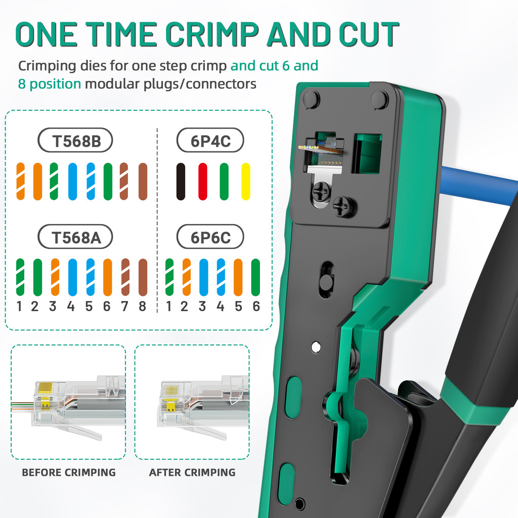 ZOERAX RJ45 CAT6 CAT5E Pass Through Crimp Tool Network Crimping Tool For Cat5 Cat5e Cat6 8P8C