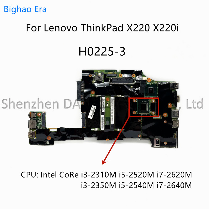 For Lenovo Thinkpad X220 X220i Laptop Motherboard H0225-3 With i3-2310M i5-2540M i7-2620M CPU DDR3