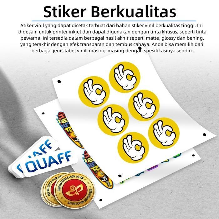 QUAFF Stiker Inkjet Vinyl A4 Transparan Glossy Matte 20 Lembar Kertas Stiker Glossy Printer Stiker