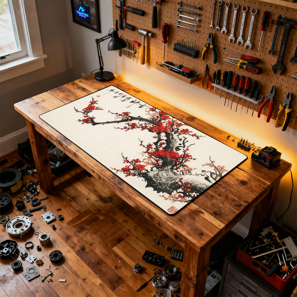 Red Chinese Mousepad 120x60cm Sakura Mouse Pad Japan Desk Decoration Aesthetic Gamer Rug 150x60cm