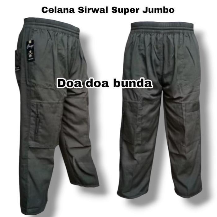 Celana Sirwal Muslim Big Size Pria Dewasa Kantong Resleting Bahan Katun Tuil/Celana Pangsi Muslim