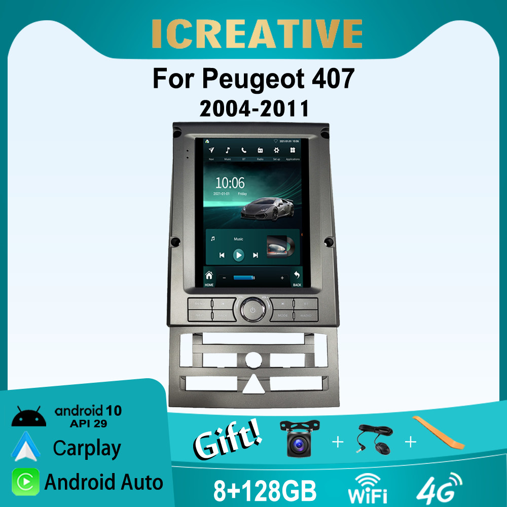 Untuk Peugeot 407 2004-2011 Layar Mobil Semua Dalam Satu Sistem Audio Cerdas Android 11 Pemutar Vide