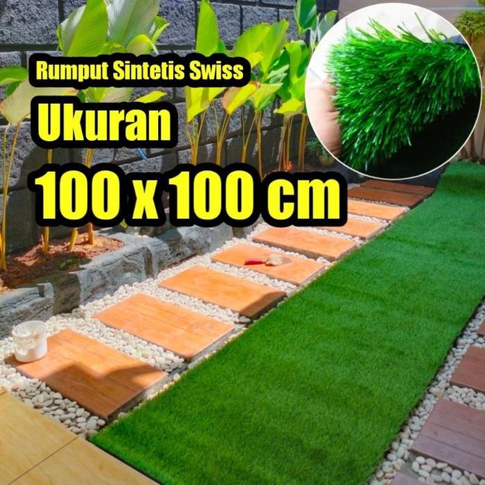 RUMPUT SINTETIS SWISS METERAN OUTDOOR DAN INDOOR 100X100 CM rumput sintetis outdoor Rumput Sintetis