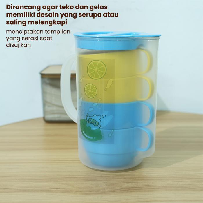 Teko 5 in 1 Tahan Panas / Teko Minuman Dingin / Teko Serbaguna Cangkir Plastik Set Teh