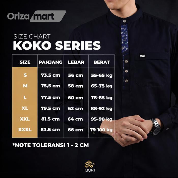 Koko Pria Qori Apparel / Lengan Panjang Premium / Al Aqra Bin Al Harits / Model Alq-2 Ori