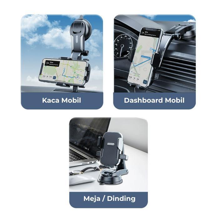 "New" VANGO VA03 Car Phone Holder Tempel Dashboard Kaca 360 Rotation Flexible Long Neck Strong