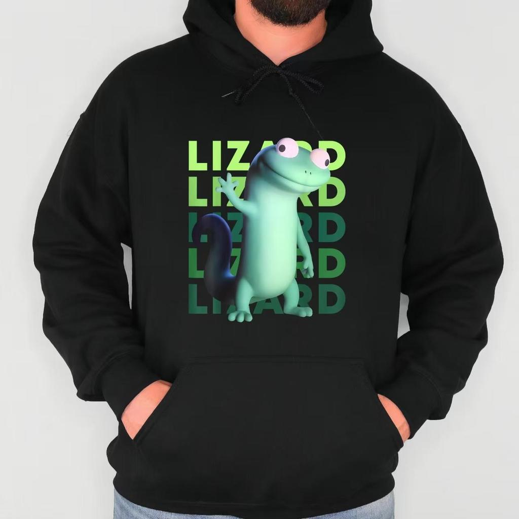 Trendy Lizard - themed Hoodie with Repeated 'Lizard' Print