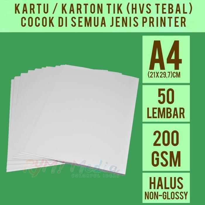"New" Kartu TIK 200 gsm A4 isi 50 lbr / Kertas HVS BC Tebal Halus 200 gram