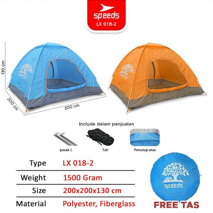 Speeds Tenda Camping 4 Orang Tenda Lipat Bahan Parasut Anti Hujan Outdoor 018-2