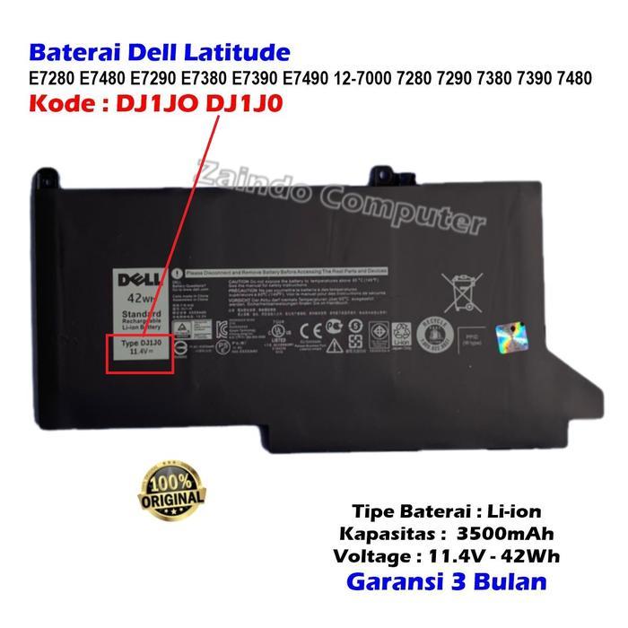 ORIGINAL BATERAI DELL LATITUDE DJ1J0 12 7000 7280 7480 E7280 E7480 DJ1JO BATERAI DELL LATITUDE E7280