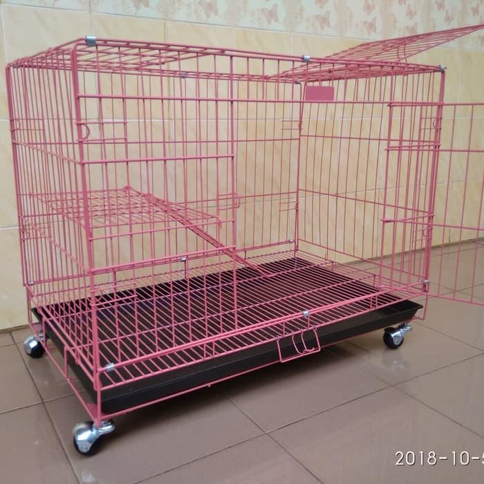 Kandang kucing lipat tingkat dengan RODA ukuran 75
