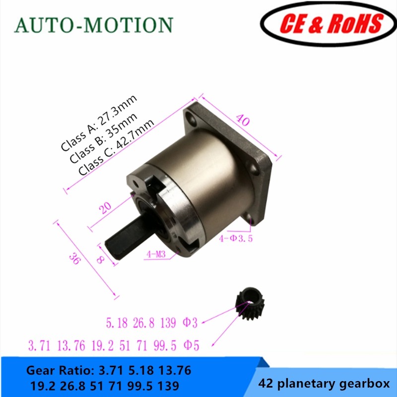 NEMA 17 gearbox  42 stepper motor planetary gearbox can be integrated with stepper motor different g