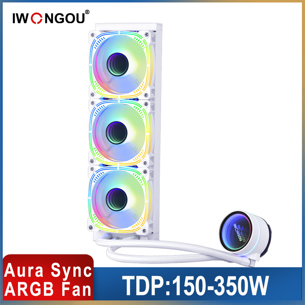 IWONGOU Water Cooler Lga1700 360mm White Black 4pin Argb Cooler Fan 120mm Rgb X99 Processor Cooler L