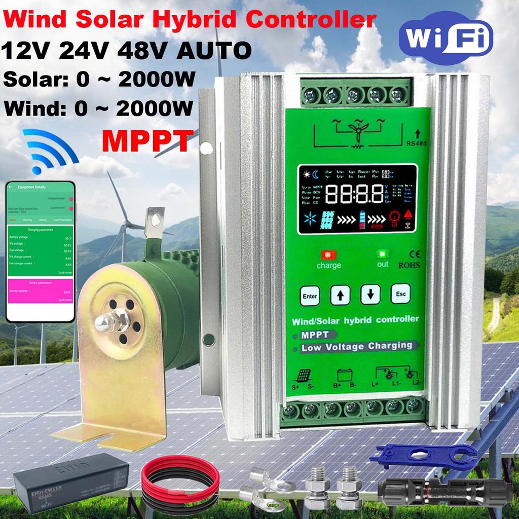 3000W 4KW Hybrid Wind Controller MPPT Board Solar Panel Charger Battery Equalizer LCD Display For Li