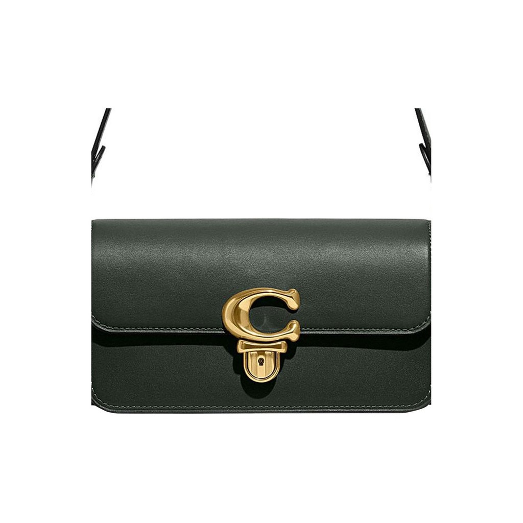 COACH Studio Glove Tanned Leather Baguette Bag Crossbody Bag, Shoulder Bag Small Women's Olive Green