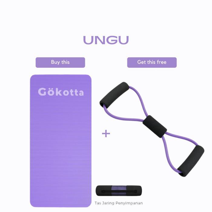 GOKOTTA Bundling Hemat Matras Olahraga dan Tali Yoga Elastis/ Yogas Mat/ Matras Anti Slip/ Free Tas