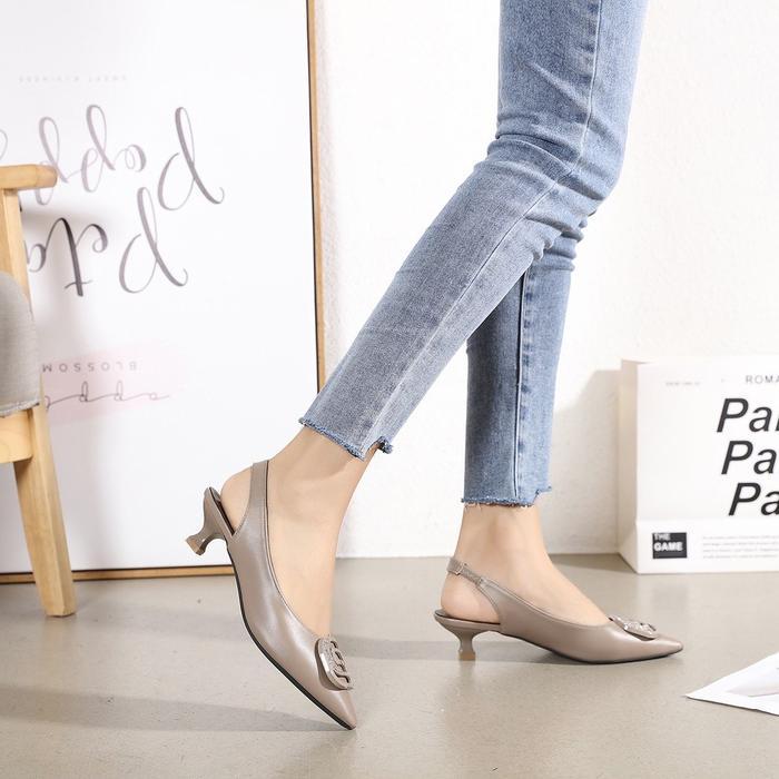 READY ELLORA EL-6630 Sepatu Heels Wanita Import Slingback Premium Black Shoes pansus tali belakang