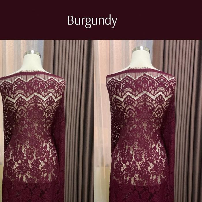 KAIN BROKAT PREMIUM / SEMI PRANCIS BURGUNDY KAIN KEBAYA